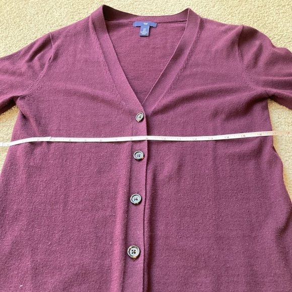 Gap Button Down Cardigan Sweater Small Maroon Red Cotton V Neck Office Casual - Picture 3 of 7